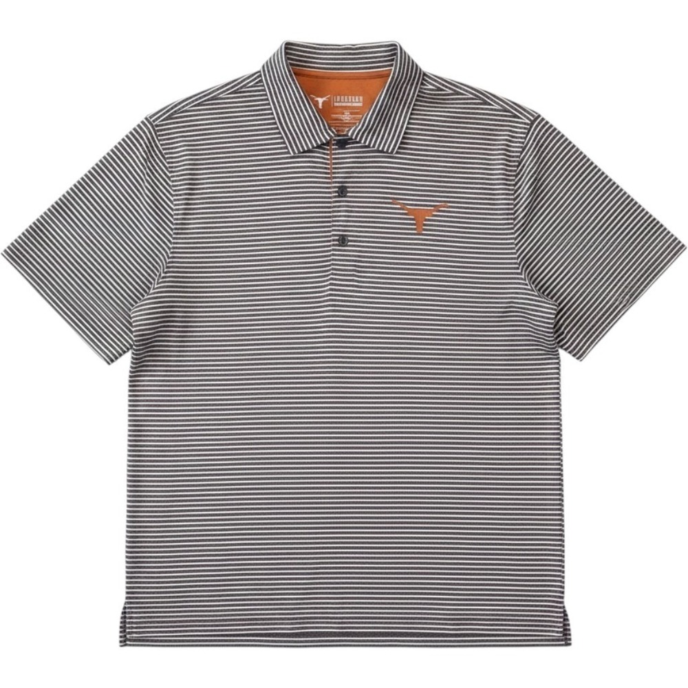 Texas Longhorns Mens Polo Golf Shirt Striped Gray Orange NCAA Performance - XL
